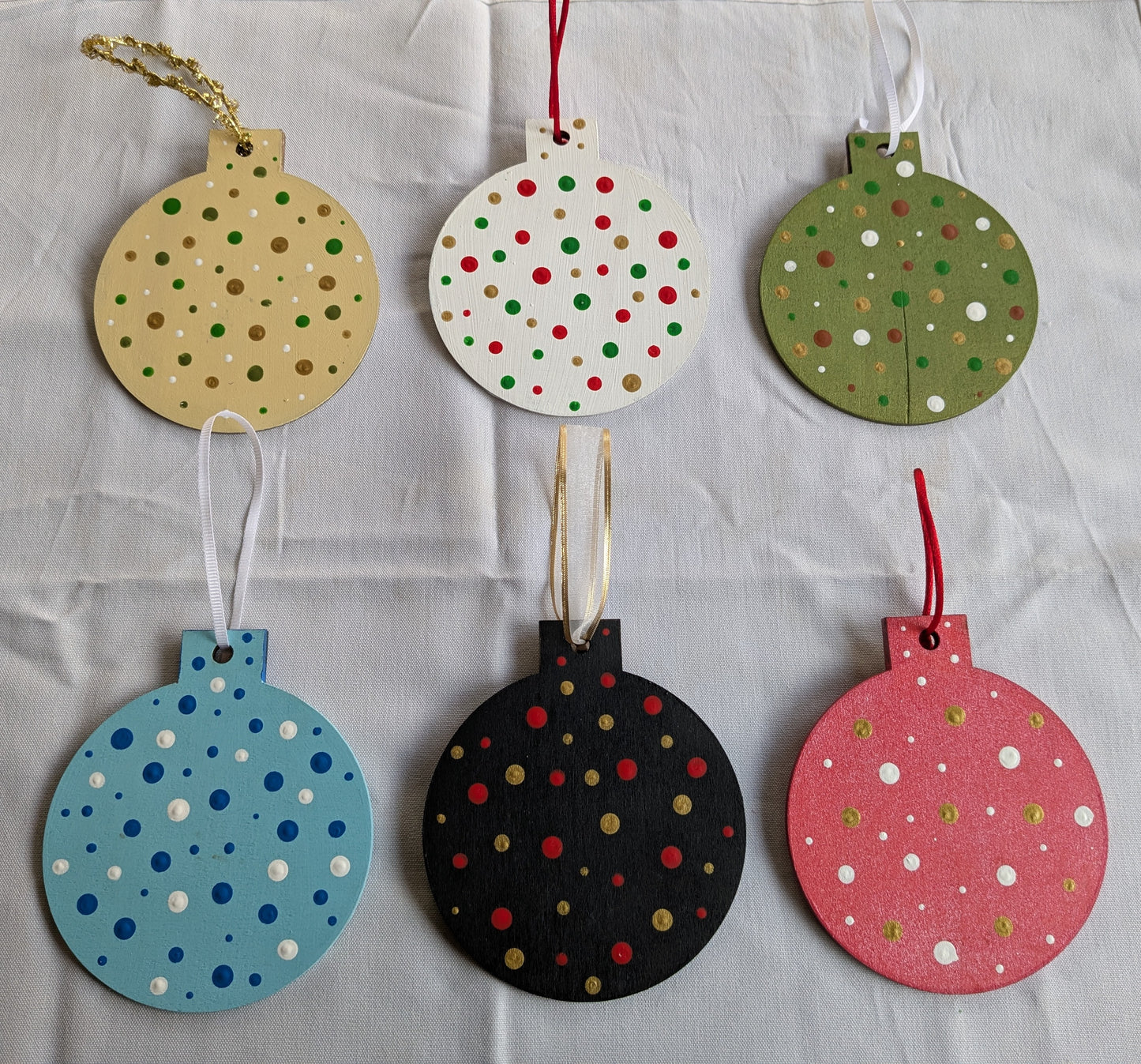 HANDPAINTED DOT ART BY JOAN HATCHER - ORNAMENTS