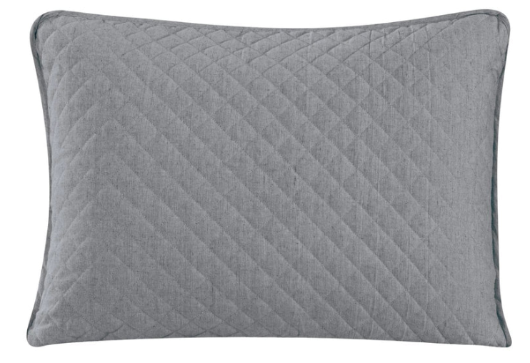ANNA DIAMOND QUILTED KING SHAMS - GRAY