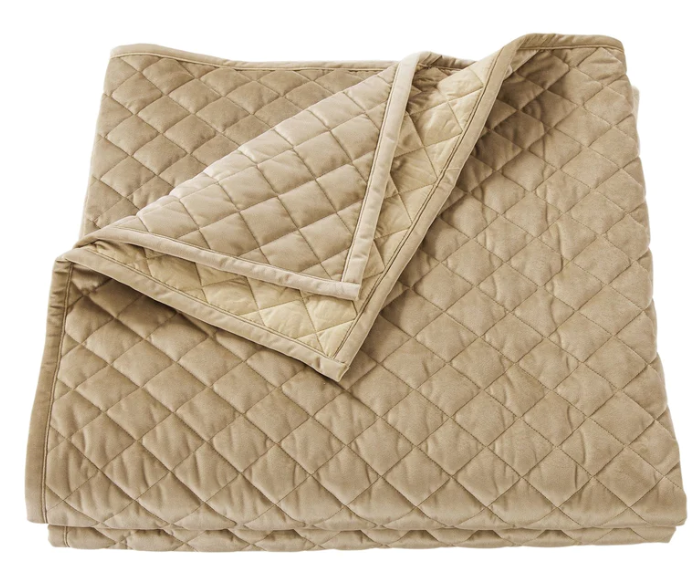 VELVET DIAMOND QUILT SET - OATMEAL/QUEEN
