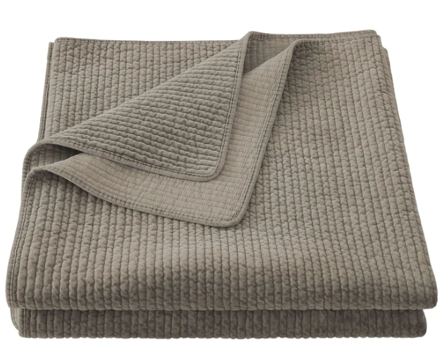 STONEWASHED COTTON VELVET QUILT SET - TAUPE/QUEEN