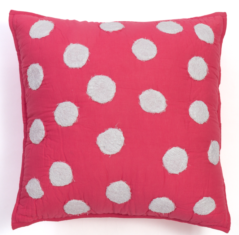 HOT PINK POLKA DOT PILLOW