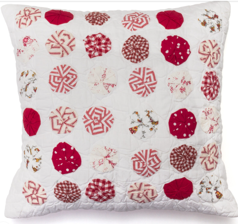 RED AND WHITE POM POM PILLOW
