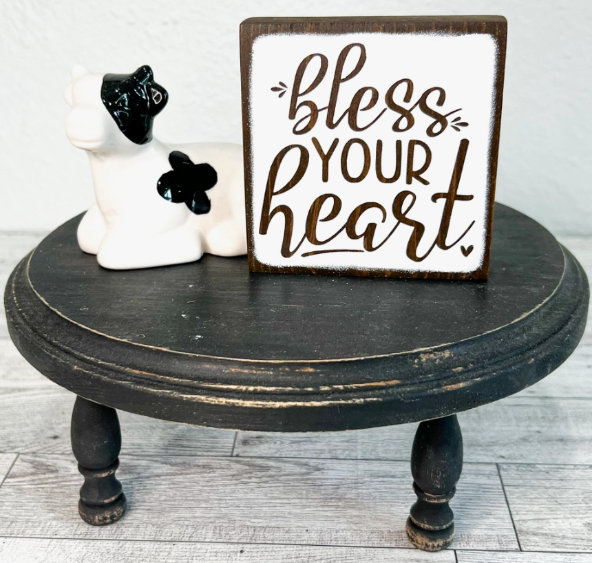 FARMHOUSE HOME DECOR MINI WOOD SIGNS - BLESS YOUR HEART