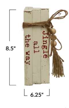 HOLIDAY WOOD BLOCK FAUX BOOKS - JINGLE ALL THE WAY
