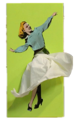 FLYING SKIRT TISSUE BOX, CHARMING VINTAGE POP ART TISSUE HOLDER -GREEN