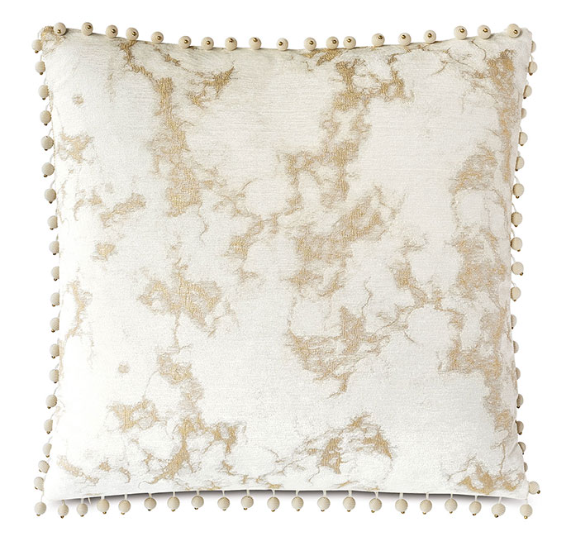 E.A. MARCEAU BALL TRIM DECORATIVE PILLOW - 22" X 22"