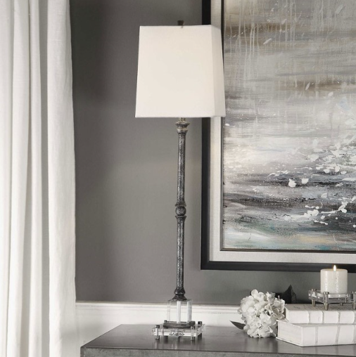 UTTERMOST TEALA AGED BLACK BUFFET LAMP WITH SHADE