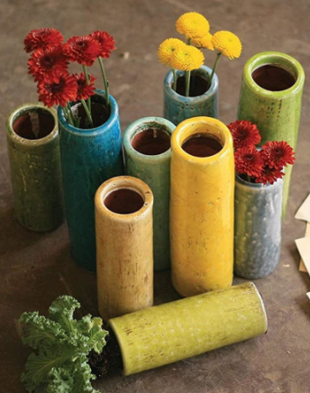 CERAMIC BUD VASE - CRACKLED FINISH - 10"T