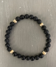 MORGAN & ME GEMSTONE BRACELET #16 WITH GOLD or SILVER CORRUGATED BEADS