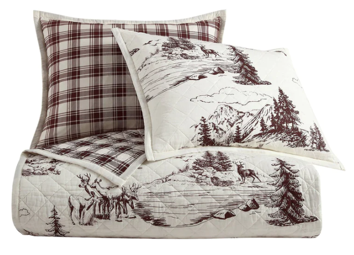 H.E. WHITE PINE REVERSIBLE QUILT SET