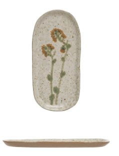 BLOOMINGVILLE HAND PAINTED STONEWARE PLATE W/BOTANICALS