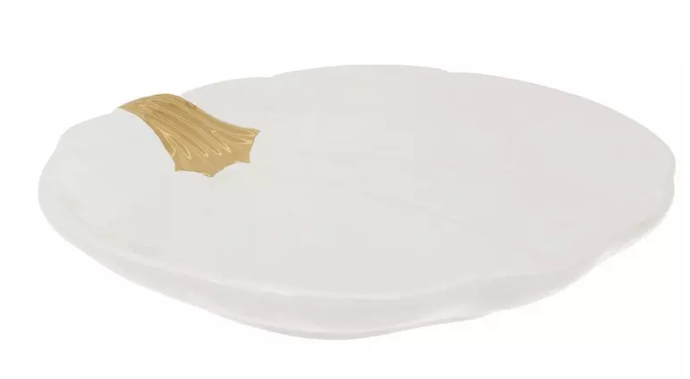 WHITE & GOLD CERAMIC PUMPKIN DESSERT PLATE