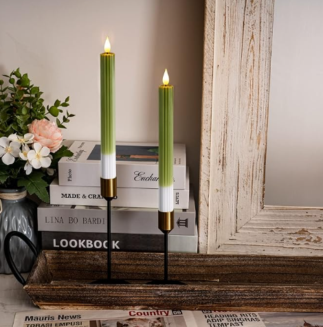 REAL WAX LED FLAMELESS TAPER CANDLES WITH REMOTE TIMER - 6 CANDLES