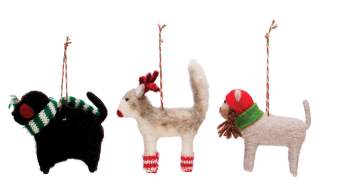 WOOL FELT DOG ORNAMENT - 3 STYLES