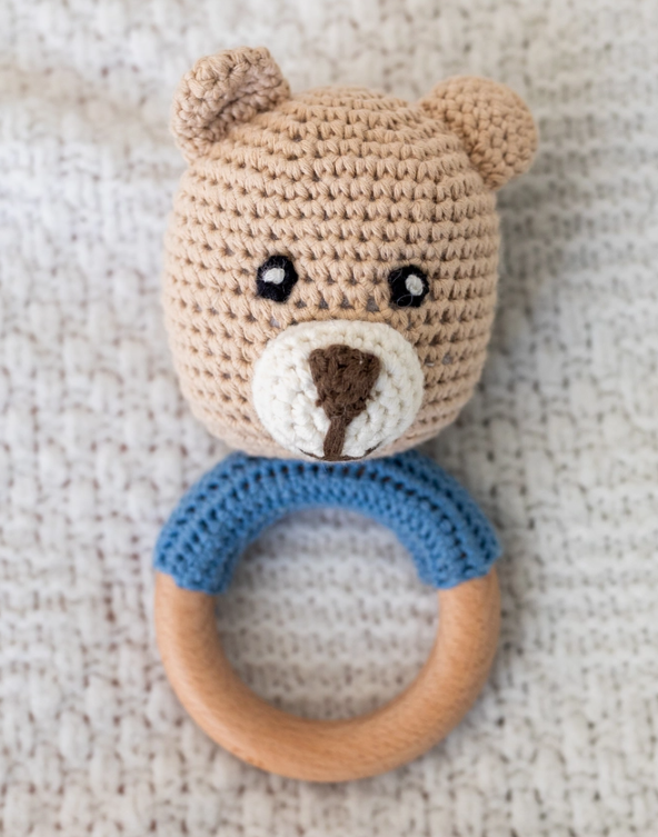 BEAR HAND CROCHET BABY RATTLE