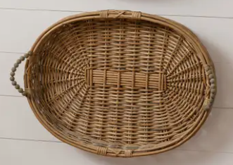 WILLOW OVAL BASKETS WITH BEADED HANDLES - ASSORTED SIZES