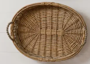WILLOW OVAL BASKETS WITH BEADED HANDLES - ASSORTED SIZES