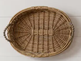 WILLOW OVAL BASKETS WITH BEADED HANDLES - ASSORTED SIZES