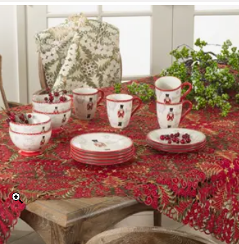 PANETTONE CHRISTMAS TREE CUTWORK RED TABLE RUNNER