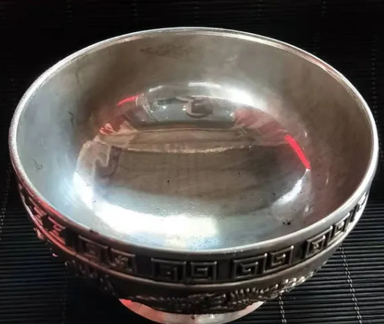 SILVER CHINESE DRAGON AND PHOENIX CANDY BOWL - MIAO SILVER