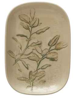 BOTANICAL STONEWARE DISH - 4 STYLES