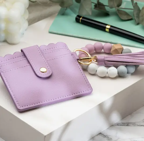 LEATHER KEYCHAIN WALLET WITH WRISTLET BANGLE BRACELET