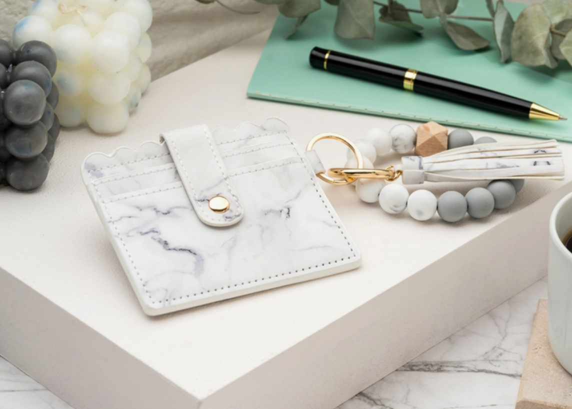 LEATHER KEYCHAIN WALLET WITH WRISTLET BANGLE BRACELET