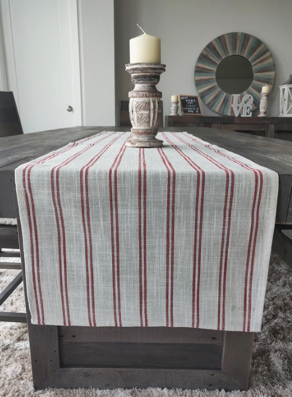 MODERN STRIPED LINEN-POLY TABLE RUNNER 16x72