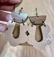FIDDLE & GRACE EARRINGS - LEOPARD ACRYLIC AND WOOD