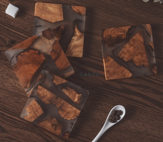 WOOD AND RESIN COASTER- INDIVIDUALLY SOLD