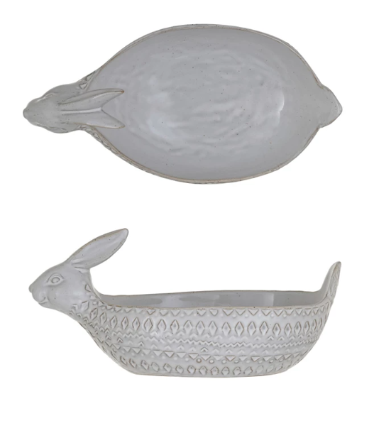 STONEWARE RABBIT BOWL