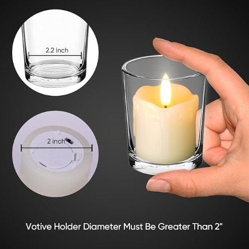 REAL WAX LED 2"x2" VOTIVE CANDLES WITH TIMER - 3 PAK