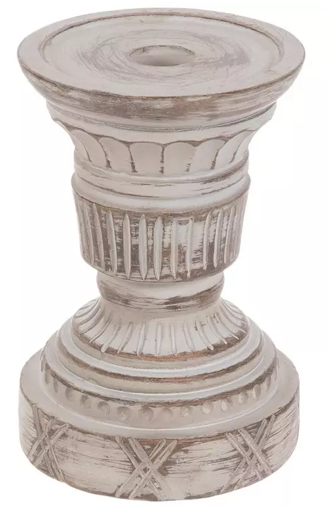 WHITE DISTRESSED WOOD LOOK CANDLESTICK - ASSORTED