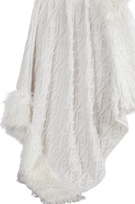 NORDIC CABLE KNIT & MONGOLIAN FUR THROW BLANKET - ASSORTED
