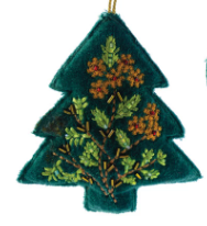 COTTON VELVET & GLASS BEAD EMBROIDERED ORNAMENTS - ASSORTED