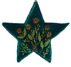 COTTON VELVET & GLASS BEAD EMBROIDERED ORNAMENTS - ASSORTED