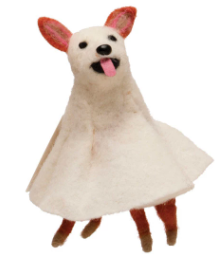 HALLOWEEN WOOL FELT DOG IN COSTUME - 4 STYLES