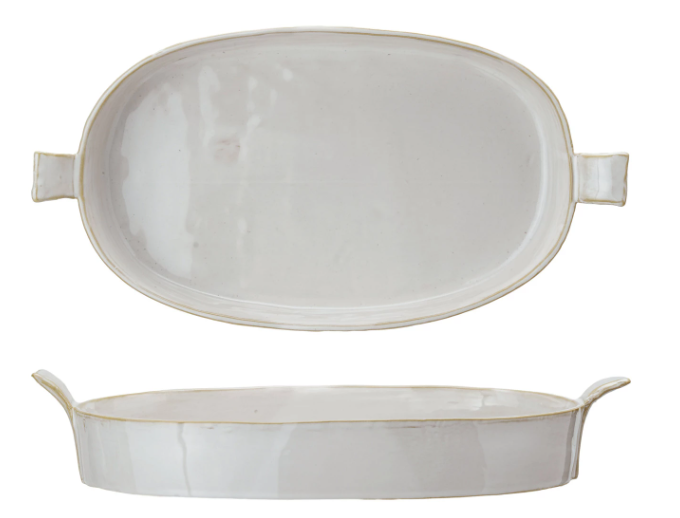 1 1/2 QUART STONEWARE BAKER W/ HANDLES