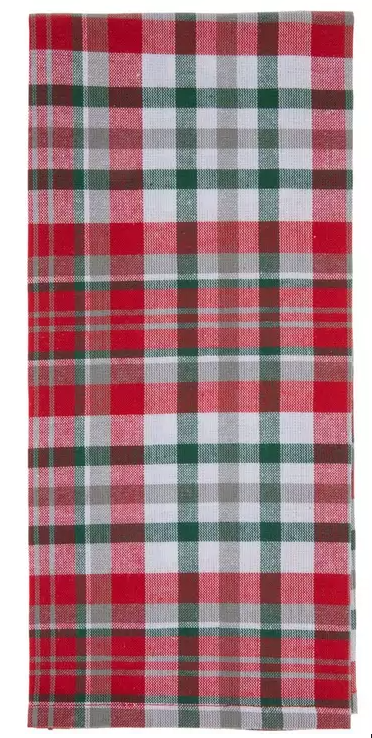 RED, WHITE AND GREEN PLAID KITCHEN TOWELS
