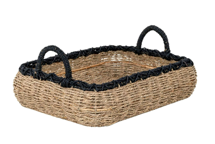 SEAGRASS TRAY BASKET WITH HANDLES