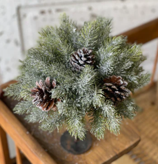 10" ICY ASPEN PINE HALF SPHERE GREENERY