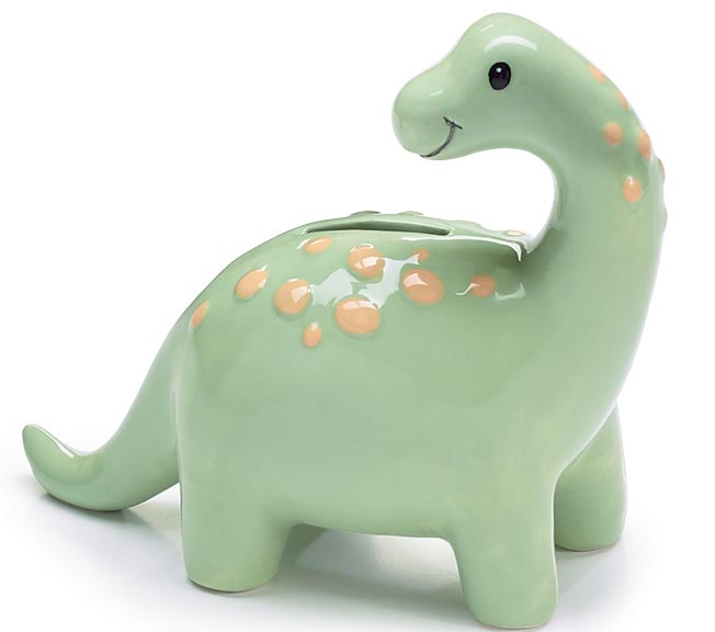 GREEN DINOSAUR SHAPE CERAMIC BANK