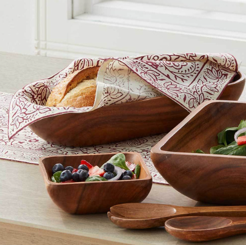 ACACIA WOOD BREAD BOWL