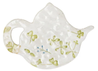 HAND-PAINTED STONEWARE TEAPOT SHAPED TEABAG HOLDER - ASSORTED