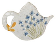 HAND-PAINTED STONEWARE TEAPOT SHAPED TEABAG HOLDER - ASSORTED