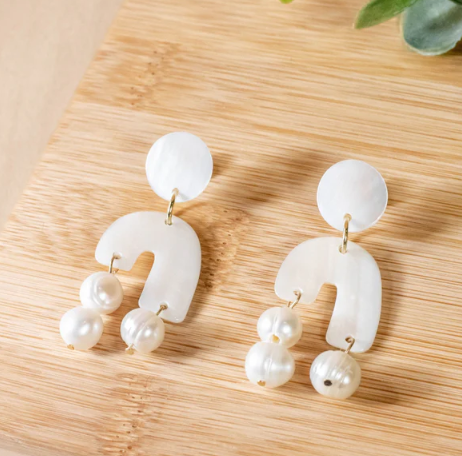 LIKHA ASYMMETRICAL MOTHER OF PEARL EARRINGS - ASSORTED