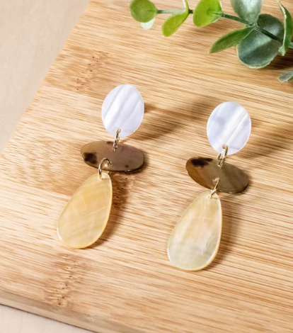 LIKHA MOTHER OF PEARL RAINDROP EARRINGS - ASSORTED