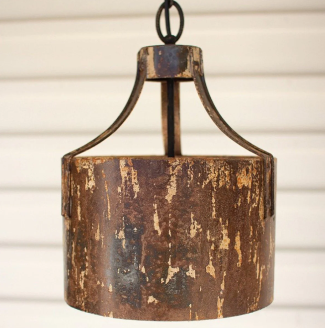 RUSTIC METAL CYLINDER PENDANT LIGHT