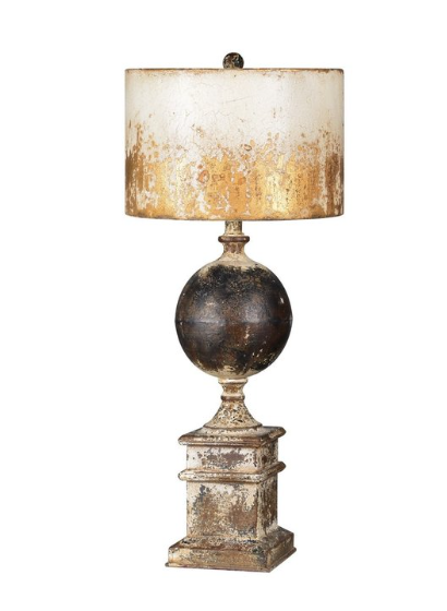 DISTRESSED SHILOH FARM HOUSE TABLE LAMP WITH METAL SHADE