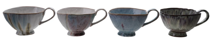 14oz STONEWARE FOOTED MUG - 4 COLORS